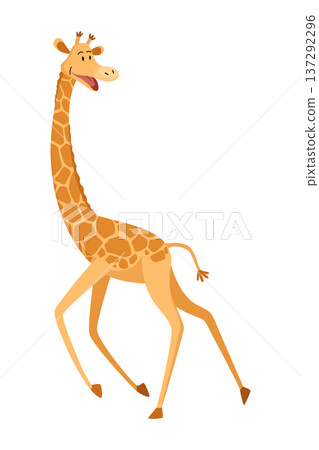 Funny giraffe. Giraffe in a cartoon style, is isolated on white background. Trendy design little kids giraffe Funny giraffe. Giraffe in a cartoon style, is isolated on white background. Trendy design little kids giraffe 137292296
