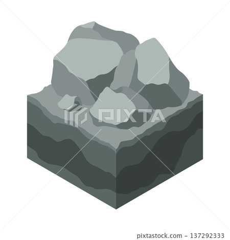 Soil layers and rock vector isometric element. Platform of texture of soil. Game design ground 3d isometric tile. Nature landscape in 3d style interface Soil layers and rock vector isometric element. Platform of texture of soil. Game design ground 3d isometric tile. Nature landscape in 3d style interface 137292333