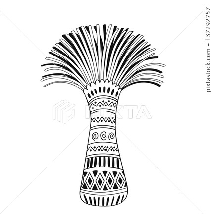 Xanthorrhoea tree outline vector isolated illustration in tribal patterned style. The Grass tree, native Australian endemic flora element Xanthorrhoea tree outline vector isolated illustration in tribal patterned style. The Grass tree, native Australian endemic flora element 137292757