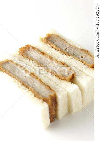 Fillet cutlet sandwich photographed on a white background 137292827