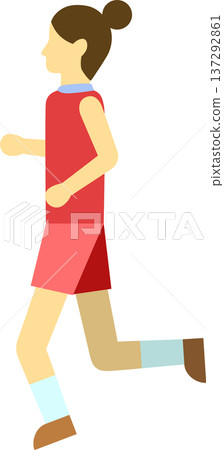 一幅女跑步者慢跑的插圖 137292861
