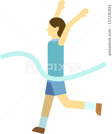 女跑步選手衝過終點線的插圖 女跑步選手衝過終點線的插圖 137292881