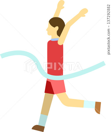 女跑步選手衝過終點線的插圖 137292882