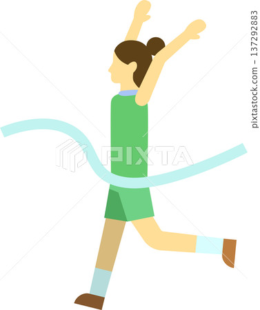 Illustration of a woman runner cutting the finish line Illustration of a woman runner cutting the finish line 137292883