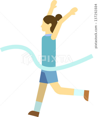 女跑步選手衝過終點線的插圖 女跑步選手衝過終點線的插圖 137292884