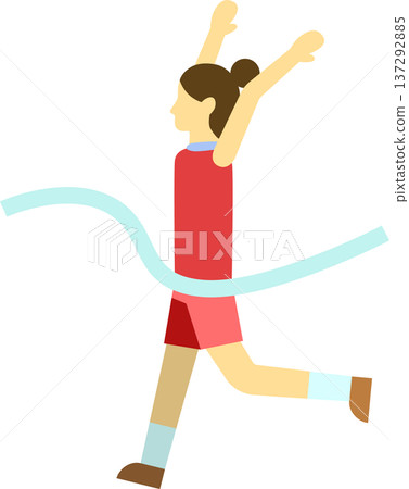 Illustration of a woman runner cutting the finish line Illustration of a woman runner cutting the finish line 137292885