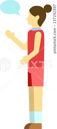 一位正在聊天的跑步者（女性）的插圖 137292897