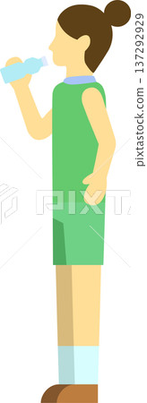 Illustration of a female runner hydrating Illustration of a female runner hydrating 137292929