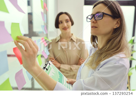 Creative brainstorming session in a modern office fostering collaboration and innovation among team members 137293254