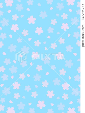 垂直背景，櫻花圖案，淺藍色 137293743