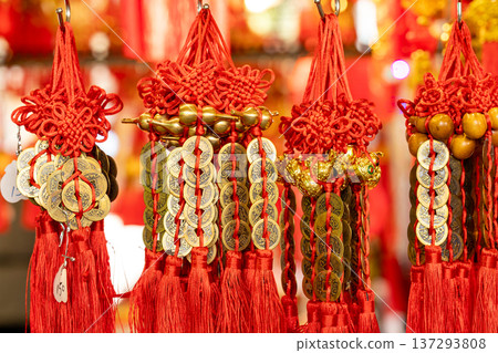 Traditional Chinese New Year decorations showcase a rich festive atmosphere. Traditional Chinese New Year decorations showcase a rich festive atmosphere. 137293808