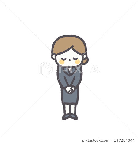 辦公室職業女性，各種面部表情和姿勢 137294044