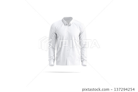 Blank white classic shirt mockup png, transparent background, 3d rendering. Empty elegant male clothing for office uniform or dress code mock up cut out. Clear button down or spread blouse template. 137294254