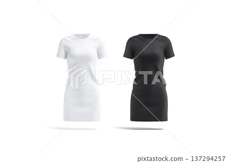Blank black and white cloth dress mock up set png, transparent background, 3d rendering. Empty female evening wear or outfit mockup cut out. Clear textile basic or cocktail clothing template. Blank black and white cloth dress mock up set png, transparent background, 3d rendering. Empty female evening wear or outfit mockup cut out. Clear textile basic or cocktail clothing template. 137294257