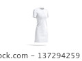 Blank white cloth dress mock up png, transparent background, 3d rendering. Empty model knitwear tee-shirt mockup, cut out. Clear women textile or cotton clothing for elegant catalog template. 137294259