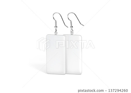 Blank white rectangle earring pair mockup standing png, transparent background, 3d rendering. Empty pendant earrings for elegance lady mock up cut out. Clear dangle or boho jewels for ears template. Blank white rectangle earring pair mockup standing png, transparent background, 3d rendering. Empty pendant earrings for elegance lady mock up cut out. Clear dangle or boho jewels for ears template. 137294260