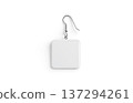 Blank white single square earring mockup png, transparent background, 3d rendering. Empty dangle retro accessory earrings mock up cut out. Clear female jewelry gemstone for ears beauty template. 137294261