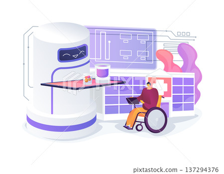 Telepresence Nursing Robot abstract concept vector illustration. Telepresence Nursing Robot abstract concept vector illustration. 137294376