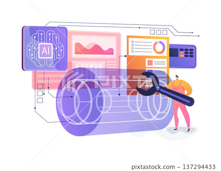 AR-Guided Industrial Repair abstract concept vector illustration. AR-Guided Industrial Repair abstract concept vector illustration. 137294433