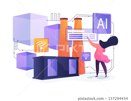 Blockchain IoT Integration abstract concept vector illustration. 137294434