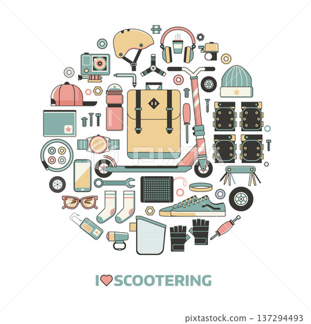 I Love Scooter Circle Print 137294493