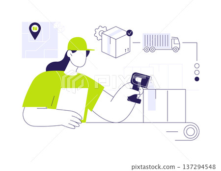Blockchain item tracking abstract concept vector illustration. Blockchain item tracking abstract concept vector illustration. 137294548