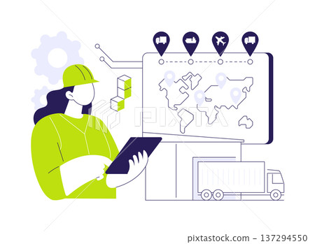 Blockchain-backed logistics abstract concept vector illustration. 137294550