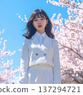 Cherry blossoms and a young woman 137294721