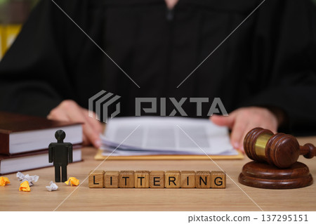 Court session addressing the issue of littering with a focus on environmental responsibility and community well-being Court session addressing the issue of littering with a focus on environmental responsibility and community well-being 137295151
