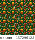 Seamless pattern with festive Christmas cupcake, cookie, chocolate, and candy on green. Holiday dessert background for New Year celebration. 137296128