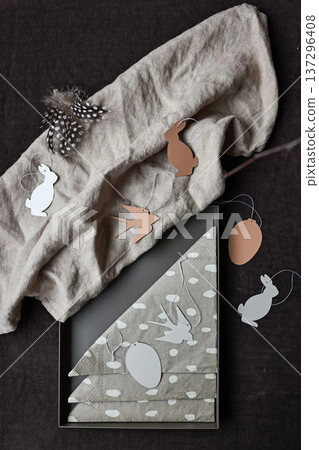 Hanging Easter Ornaments Rabbit Swallow Egg Shapes Hanging Easter Ornaments Rabbit Swallow Egg Shapes 137296408