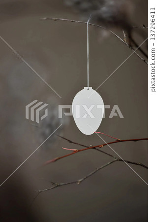 Decorative Easter Egg on Tree Branch Decorative Easter Egg on Tree Branch 137296411
