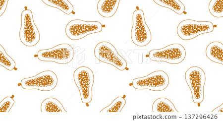 Hand drawn papaya seamless pattern Hand drawn papaya seamless pattern 137296426