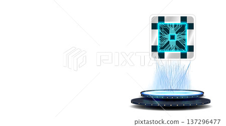 High-tech circuit board design with glowing elements in a digital setup for innovation and technology 137296477