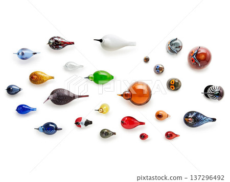 Crystal Designer Bird Figurines Top View Isolated on White Crystal Designer Bird Figurines Top View Isolated on White 137296492