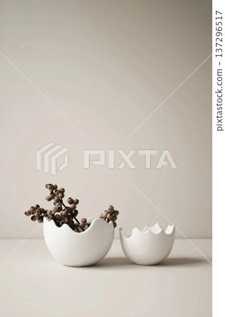Dried Flowers in Designer Eggshell Stand Minimalist Easter Decor Dried Flowers in Designer Eggshell Stand Minimalist Easter Decor 137296517