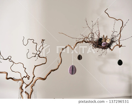 Easter Tree with Ornaments in Interior 137296531