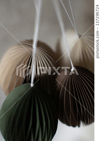 Paper Hanging Easter Egg Isolated on White Paper Hanging Easter Egg Isolated on White 137296724