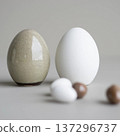 Decorative Small and Large White Easter Eggs 137296737
