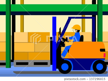 Warehouse and forklift 137296815