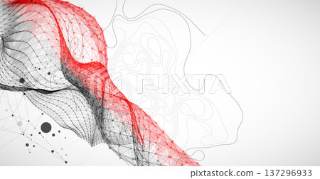 The abstract wave is made in a frame style. Template for science and technology presentation. 137296933
