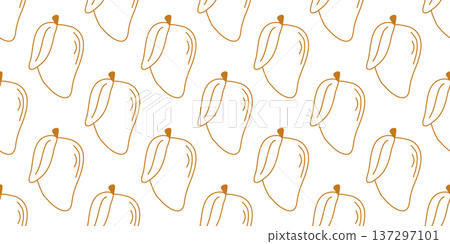Ripe mango hand drawn seamless pattern Ripe mango hand drawn seamless pattern 137297101