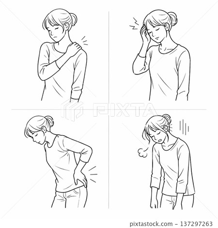 四格漫畫 | 一位感到不適的女性插畫 - 生成式人工智慧 137297263