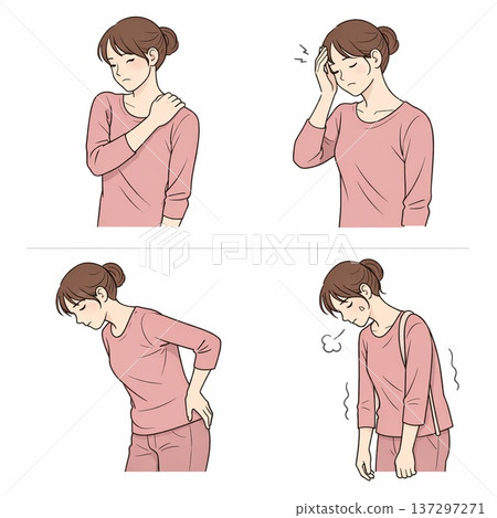 身體不適和疲勞的圖示 - 女性 - 生成式人工智慧 137297271