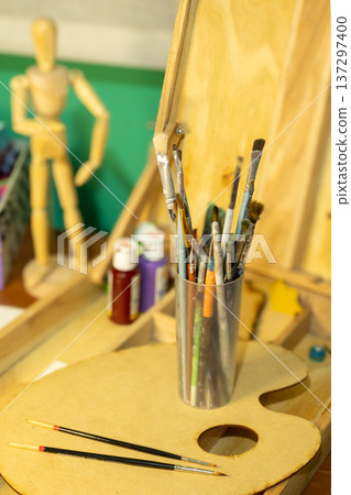 An empty art palette symbolizing the artistic process, creative inspiration An empty art palette symbolizing the artistic process, creative inspiration 137297400