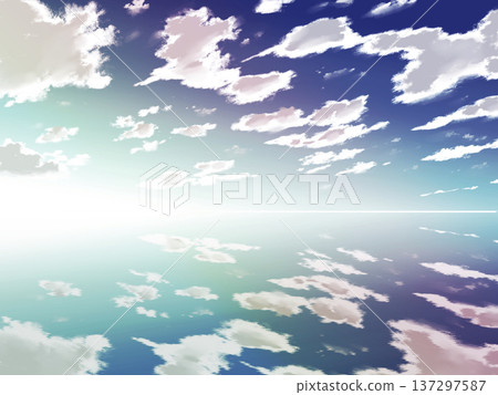 The sky reflected on the surface of the water The sky reflected on the surface of the water 137297587