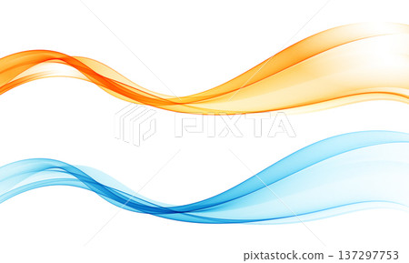 Abstract orange and blue wavy lines on a white background Abstract orange and blue wavy lines on a white background 137297753