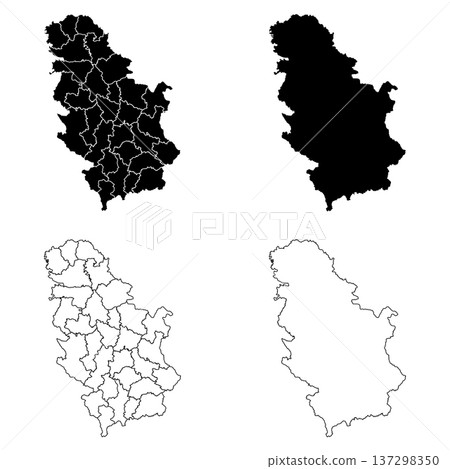 Serbia Outline and Solid Fill Map Set. 137298350