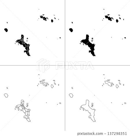 Seychelles Outline and Solid Fill Map Set. 137298351