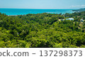 Aerial drone view of tropical jungle hills and turquoise coastline on Koh Samui Thailand 137298373